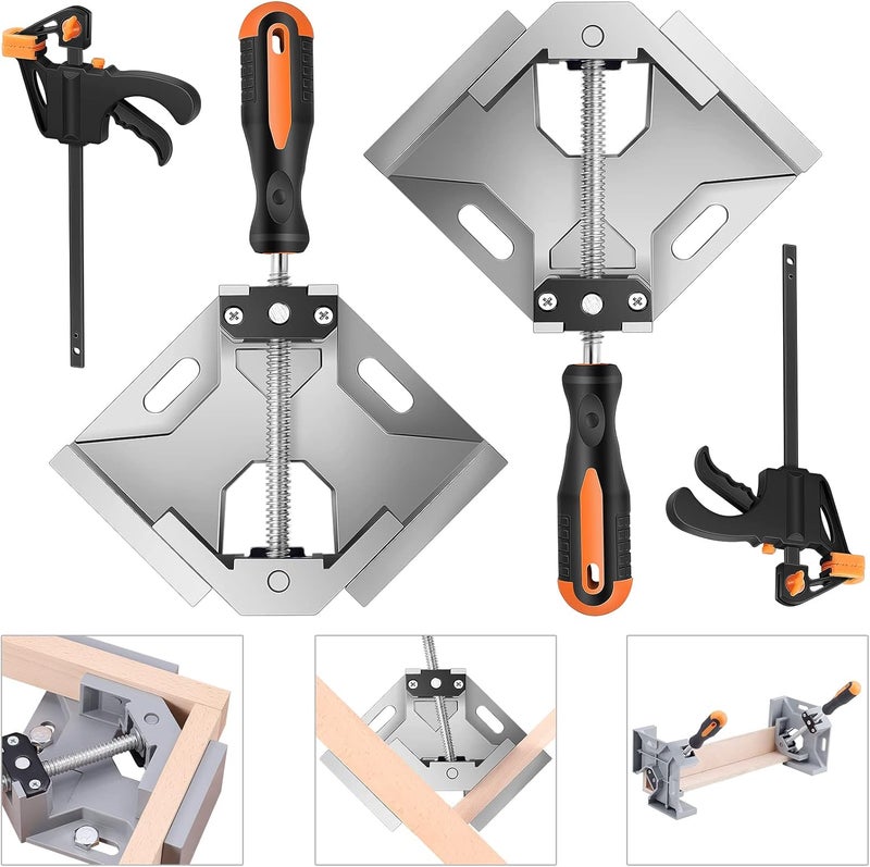 NAYE Right Angle Clamp,90 Degree Corner Clamps for Woodworking Jigs,Wood Clamps for Cabinet Frame Drawer,4" Quick Grip Bar Clamps Wood Working Accessories Included - Image 1